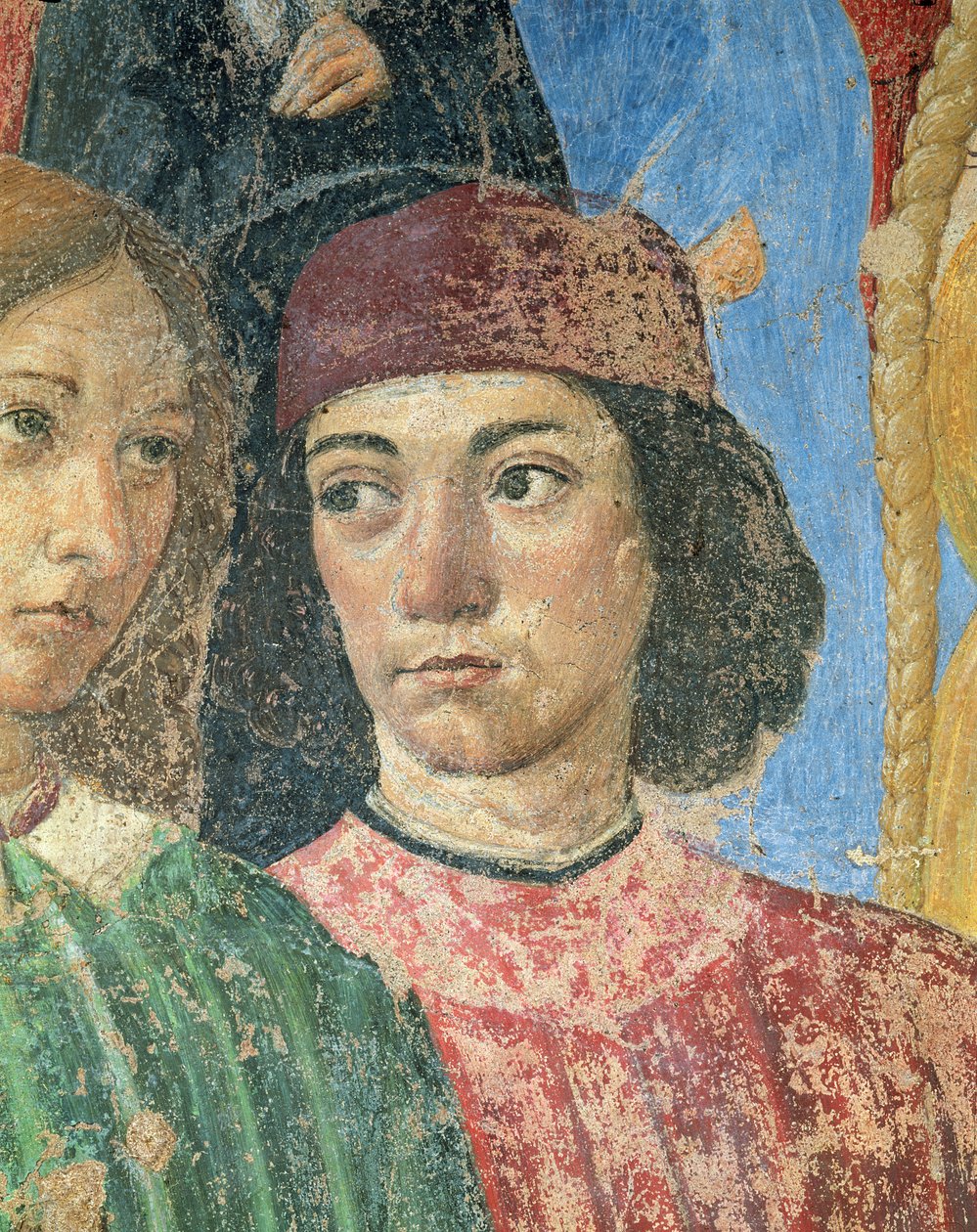 在S. Ambrogio教堂前的主教游行，Marsilio Ficino 1433-99 1468壁画的细节 作者 科西莫·罗塞利（Cosimo Rosselli）