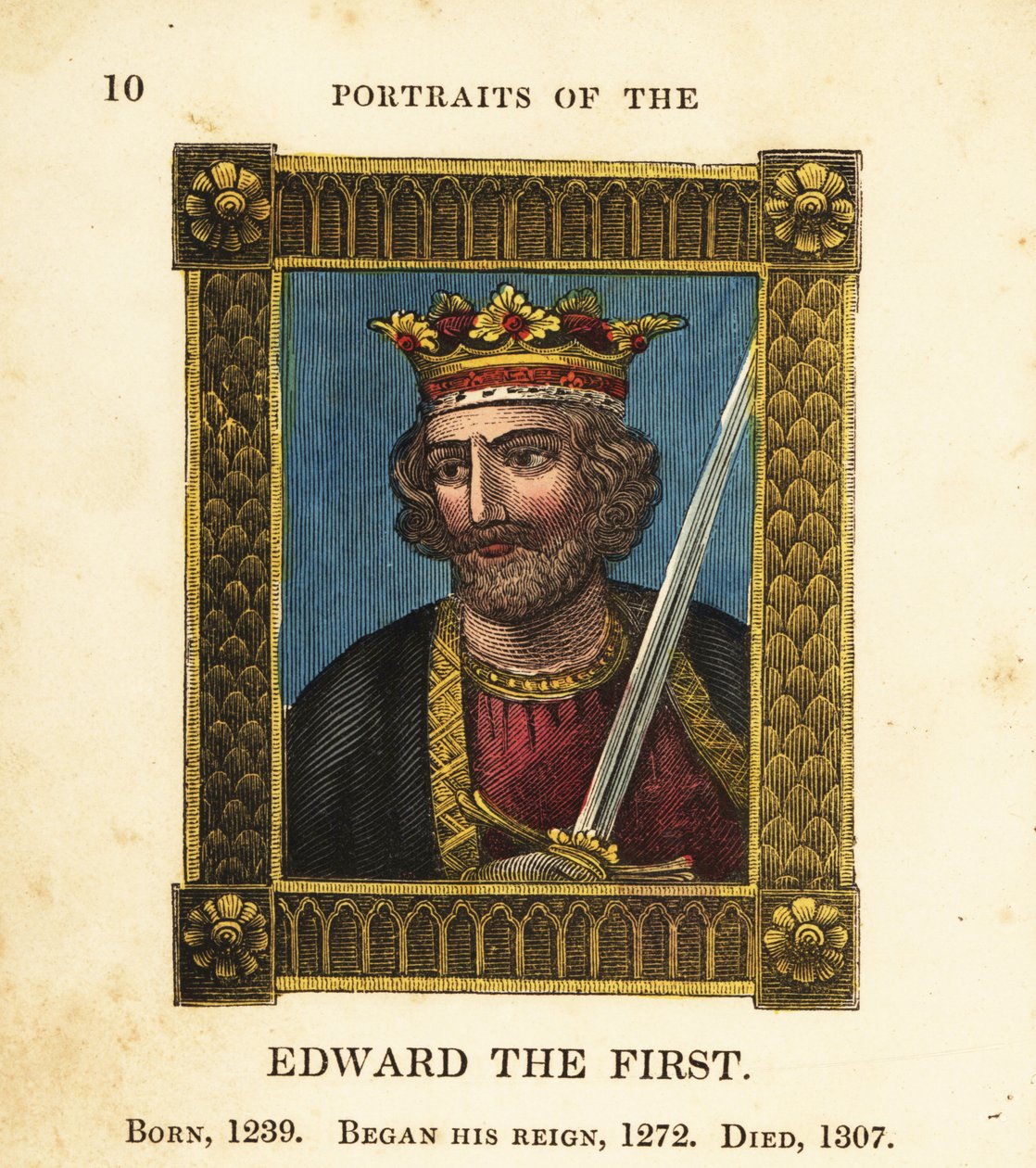 英国国王爱德华一世的肖像，爱德华一世国王，1239 年出生，1272 年开始统治，1307 年去世。 作者 科斯莫阿姆斯壮