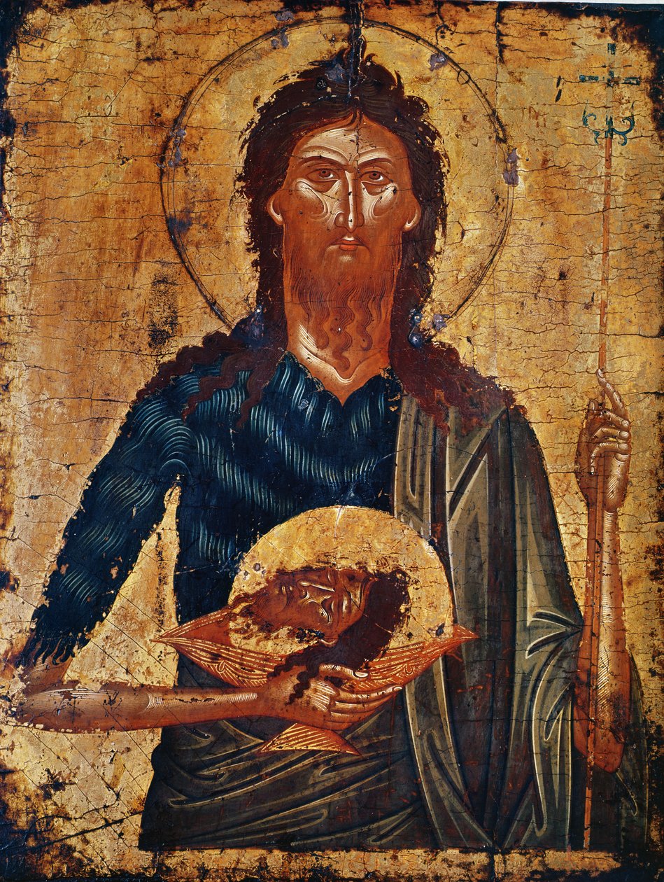 St John the Forerunner的图标（面板上的蛋彩画） 作者 克里特岛学校