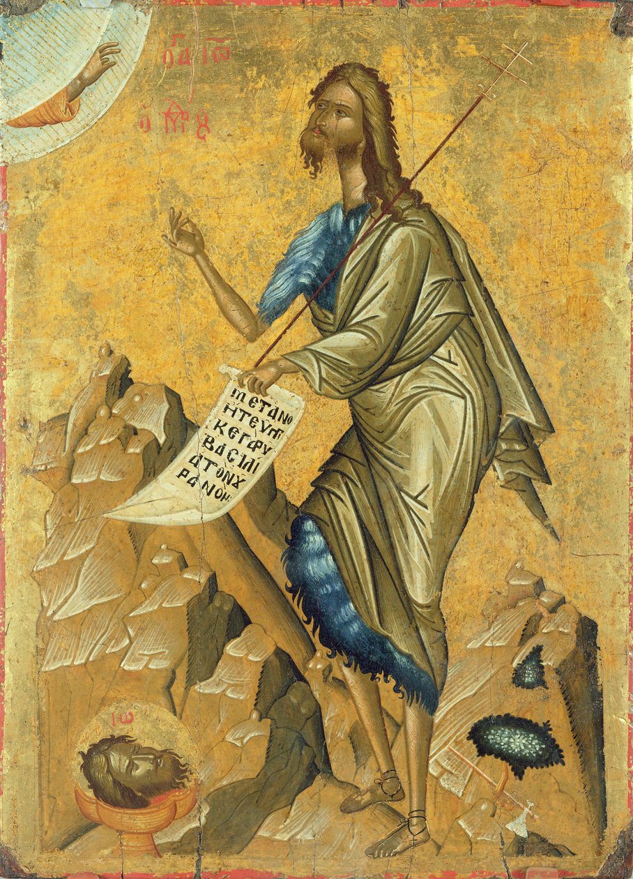 施洗者圣约翰，c.1500（面板上的蛋彩画） 作者 克里特岛学校