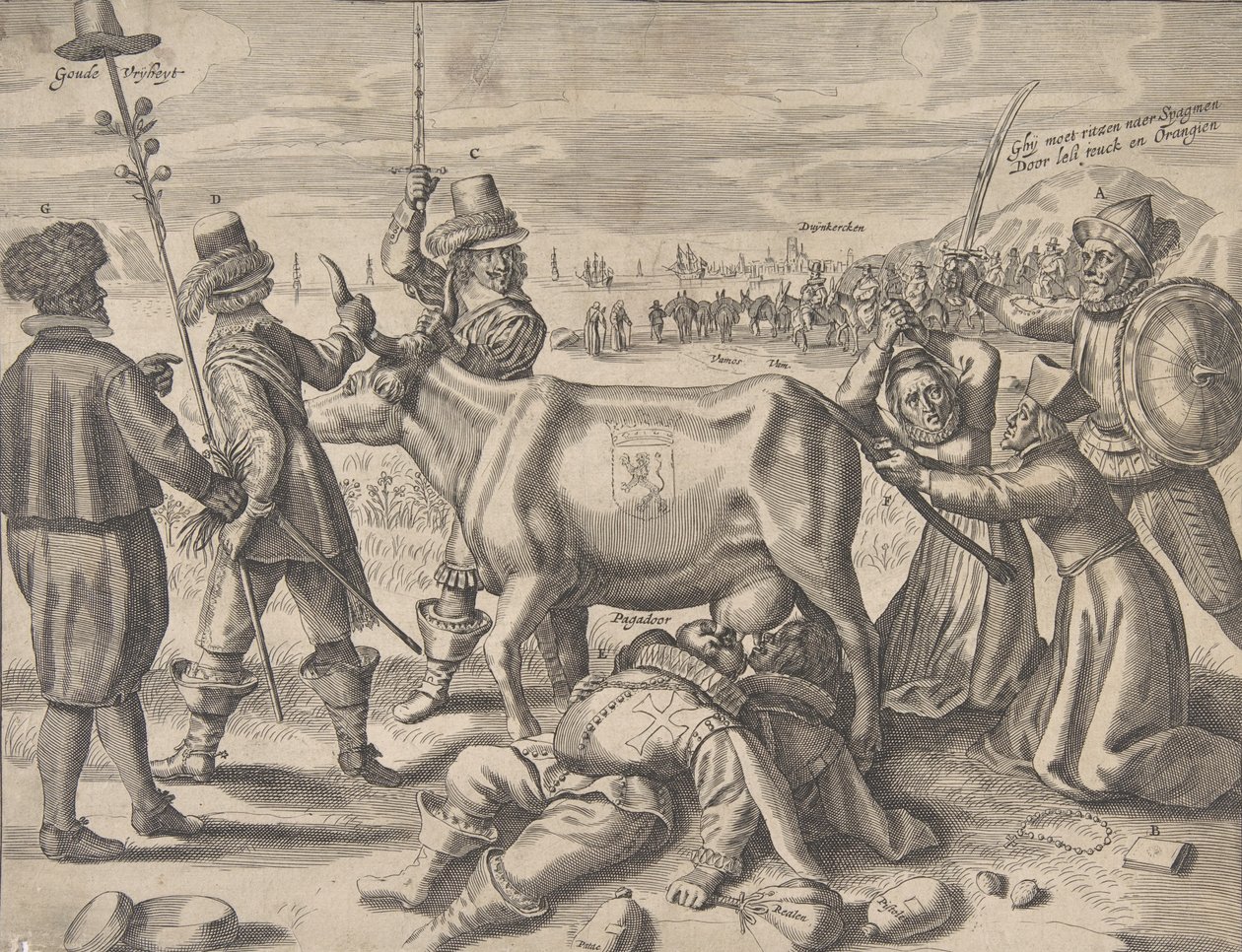 争夺弗拉芒米尔牛的斗争，1646年。 作者 Crispijn de Passe I.