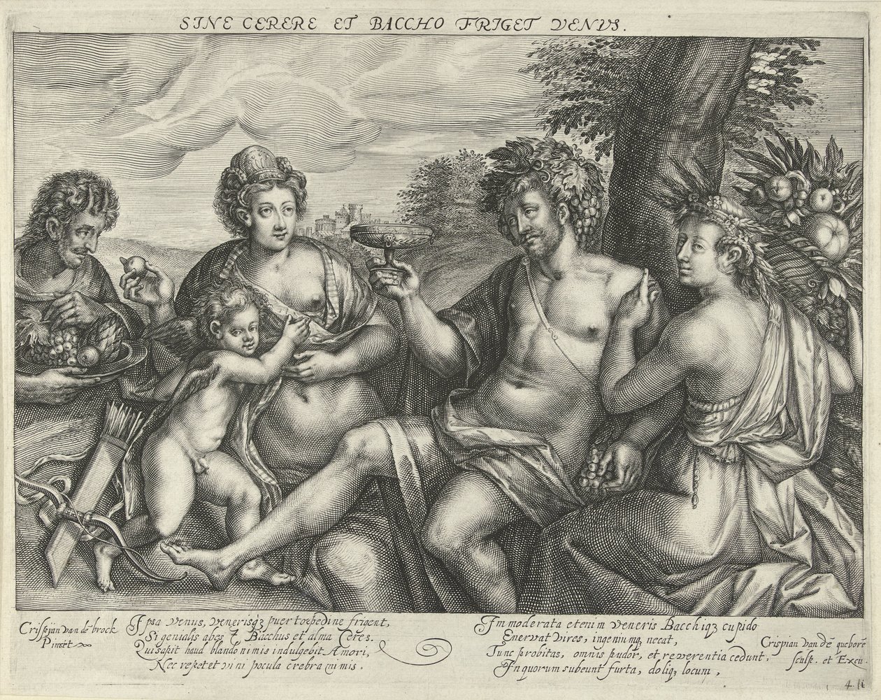 风景中的巴克斯、维纳斯和谷神星
Sine Cerere et Baccho friget Venus（物体上的标题） 作者 克里斯皮恩·范登克伯恩