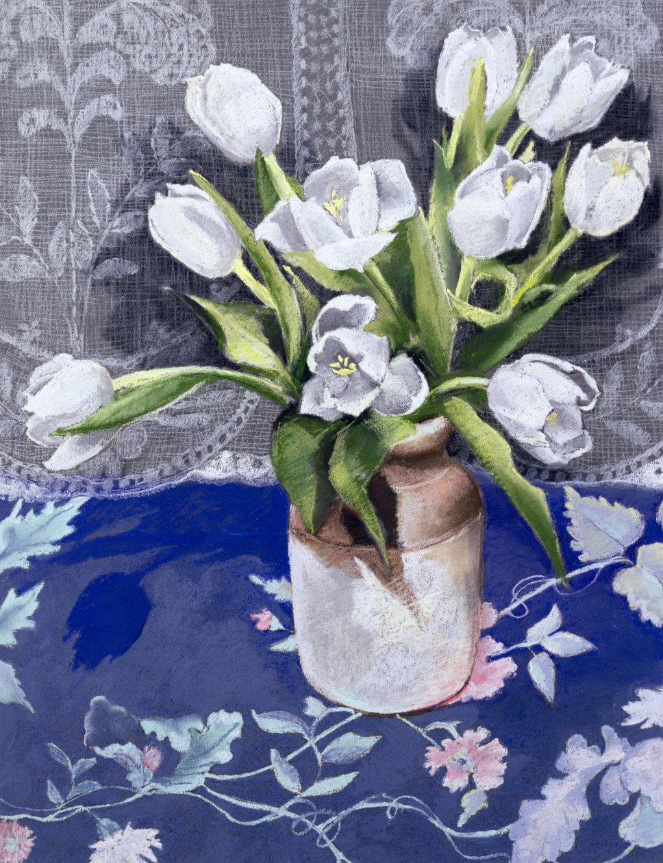 白郁金香，1994年（纸上粉彩） 作者 克里斯蒂安娜·安吉里尼（Cristiana Angelini）