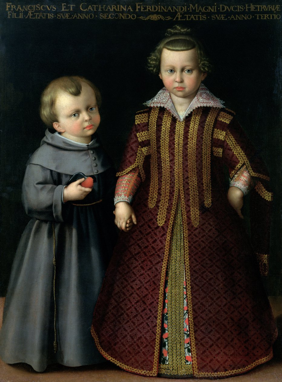 Francesco和Caterina de Medici（画布上的蛋彩画） 作者 克里斯托法诺·阿洛里