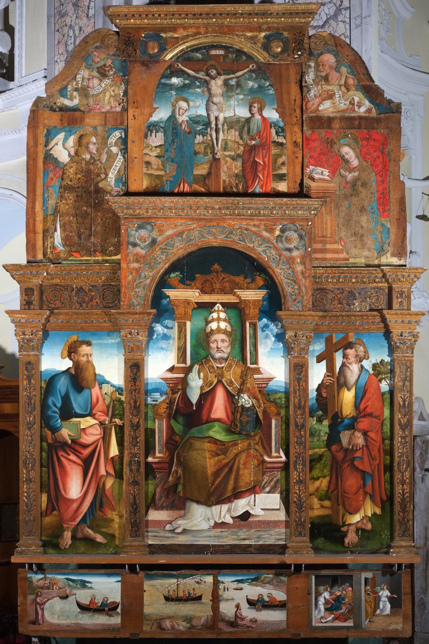 圣彼得坐在椅子上的多幅画 作者 Cristoforo (fl.1525 1578) (attr.to) Pancalino