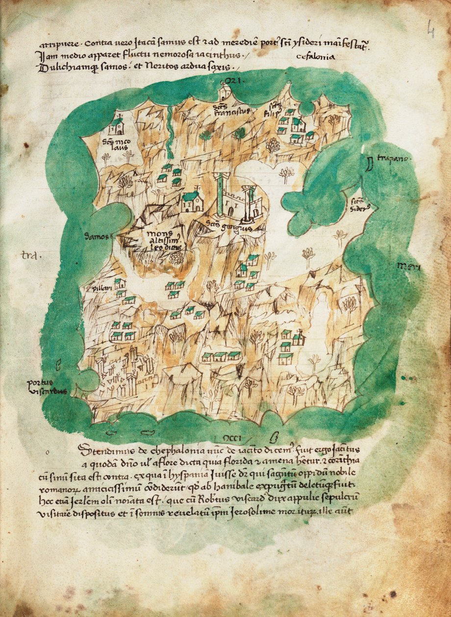 塞法罗尼亚海图，约 1420 年（牛皮纸） 作者 克里斯托弗·布翁德尔蒙蒂