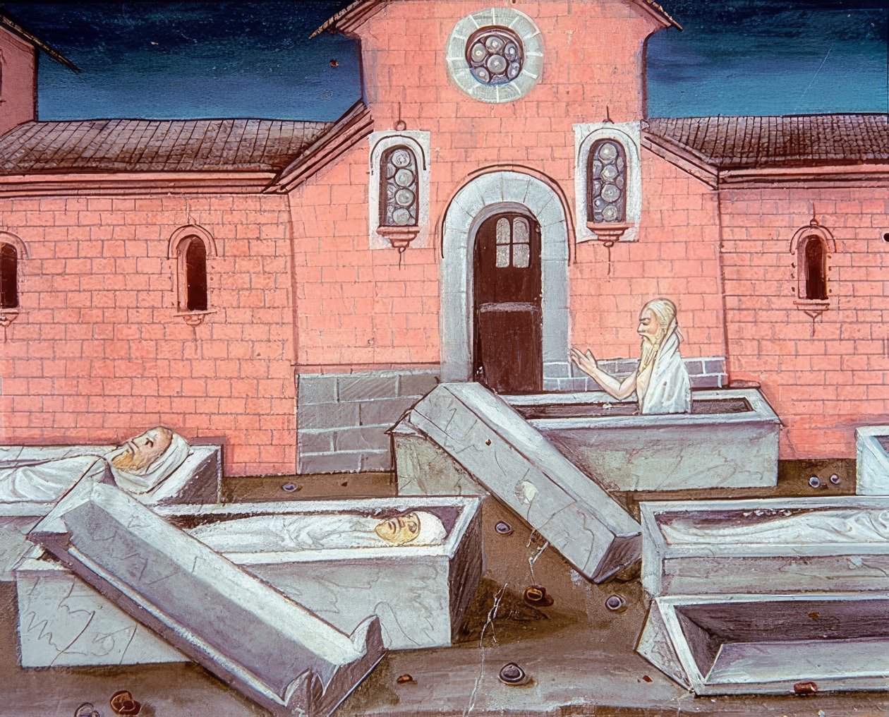 死者复活（c.120r）。 1476 作者 克里斯托福罗·德·普雷迪斯