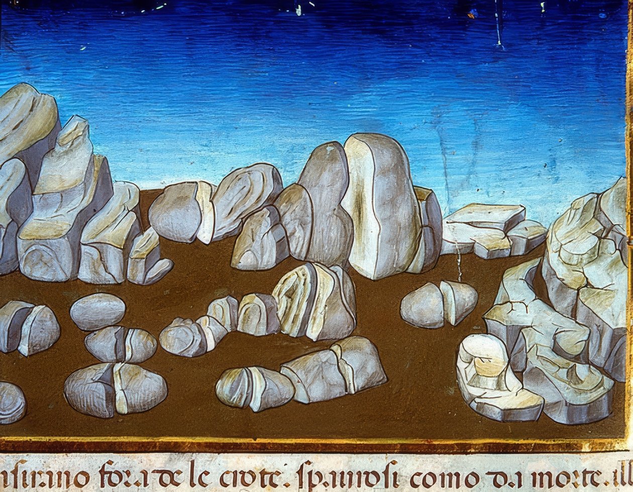 世界末日：地震将摧毁世界（c.148v）。 1476 作者 克里斯托福罗·德·普雷迪斯