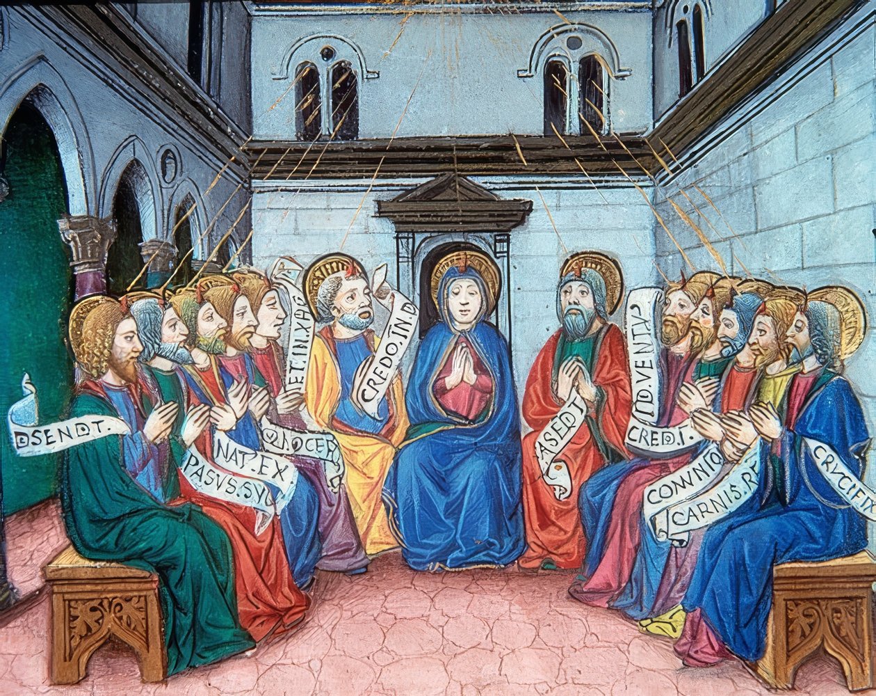 圣灵的倾泻（c.141v）。 1476 作者 克里斯托福罗·德·普雷迪斯