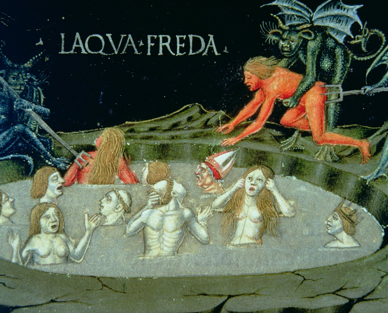 Fol.154r 最后的审判：地狱之痛（牛皮纸） 作者 克里斯托福罗·德·普雷迪斯