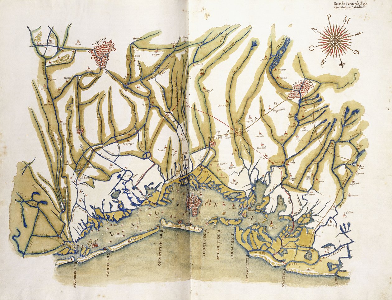 威尼斯及其地区的彩色地图，约1610年 作者 克里斯托福罗·萨巴迪诺