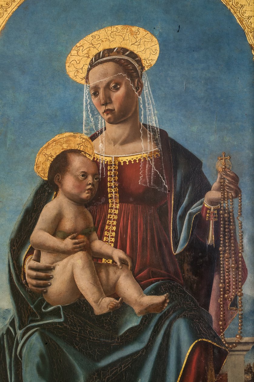 麦当娜与婴儿耶稣，2384571 的细节（面板油画） 作者 Cristoforo da Lendinara Canozzi 或 Canozi