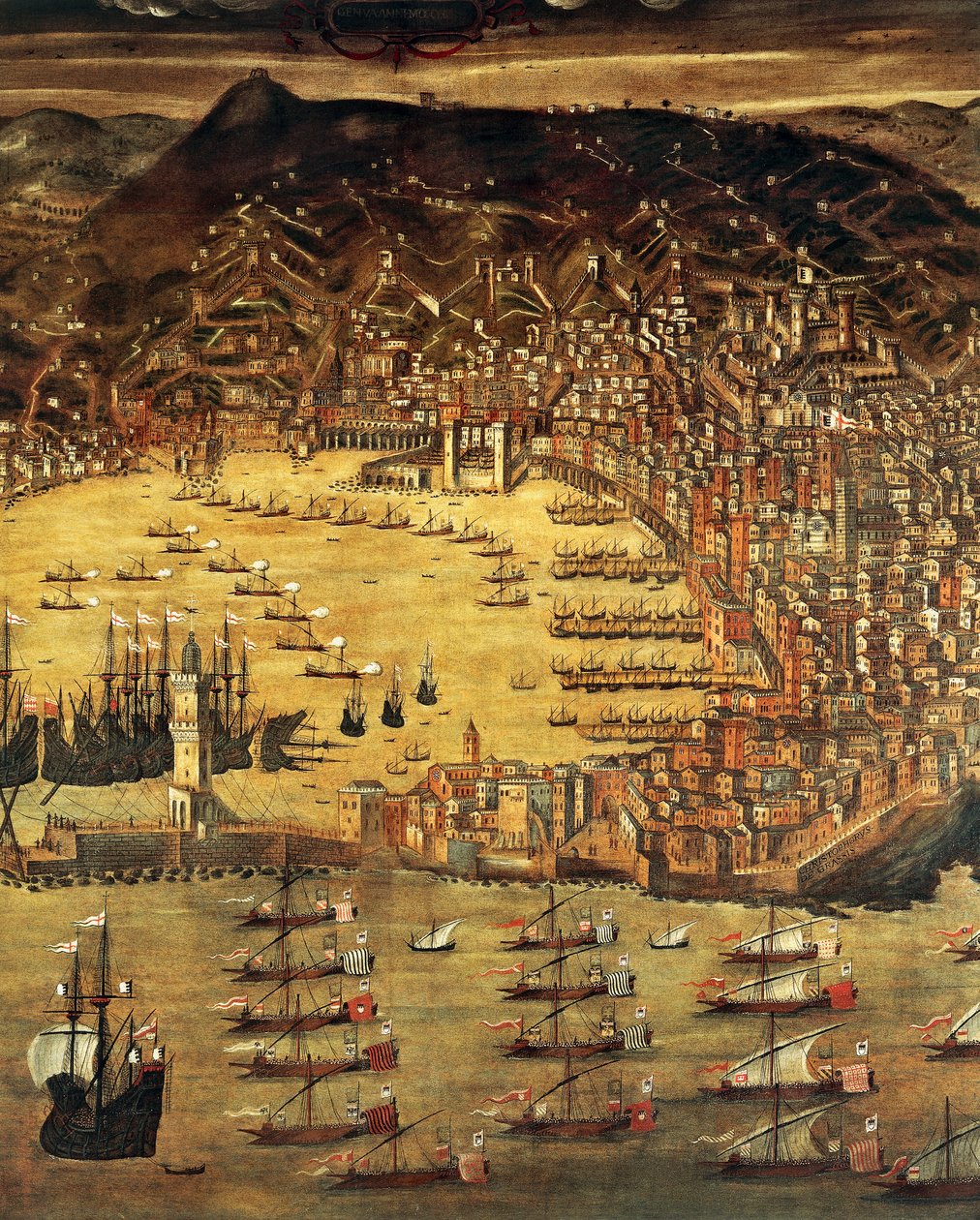 热那亚及其港口的景观，克里斯托福罗·格拉西（Cristoforo Grassi，1565-1598）绘画，意大利 作者 克里斯托弗·德·格拉西