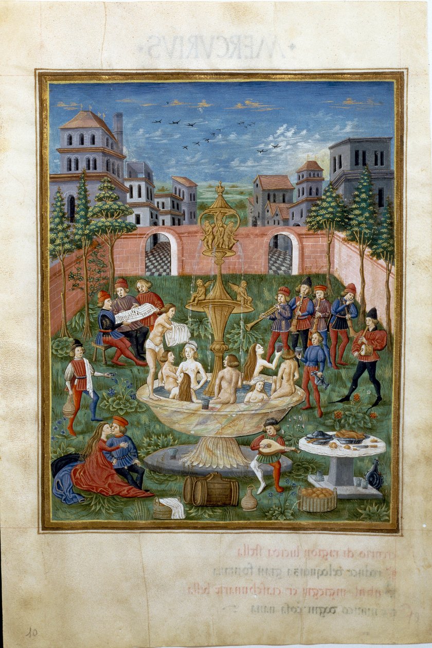 维纳斯的影响：爱的花园和青春之泉（微型画，约1470）。 作者 克里斯托福罗·德·普雷迪斯