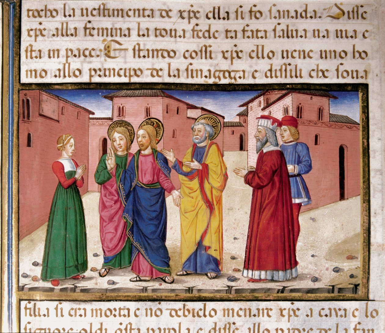 耶稣在新约历史之后向犯有通奸罪的妇女致辞 (fol. 61) Cristoforo De Predis (1440-1486) 作者 克里斯托福罗·德·普雷迪斯
