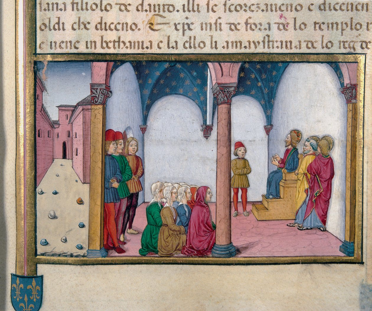 Jesus teaching at the Miniature Temple of Cristoforo De Predis (1440-1486) after the History of the New Testament 作者 克里斯托福罗·德·普雷迪斯
