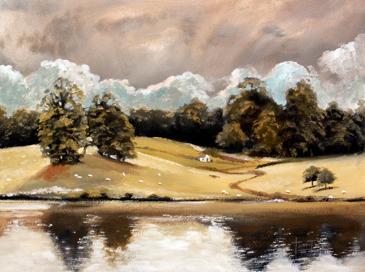 2010年利兹城堡附近的光之欢乐（纸上油画） 作者 克鲁兹·尤拉多·特拉沃索