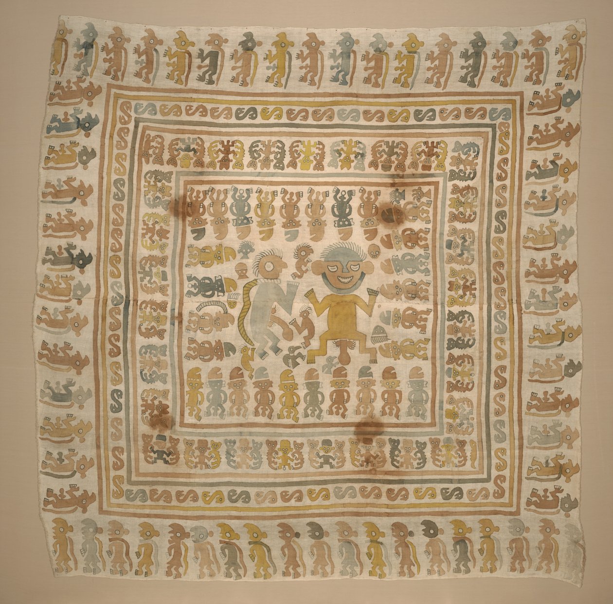 c.1300-1470（棉和染料）“囚徒”纺织品的面板 作者 千木文化