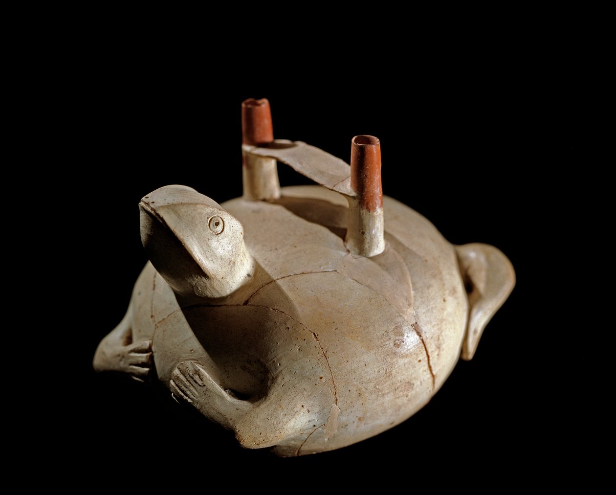 前哥伦比亚艺术，帕拉卡斯文明（秘鲁）：青蛙形花瓶。 公元前 800-200 年。 利马，国家人类学和考古学博物馆 作者 文化帕拉卡斯