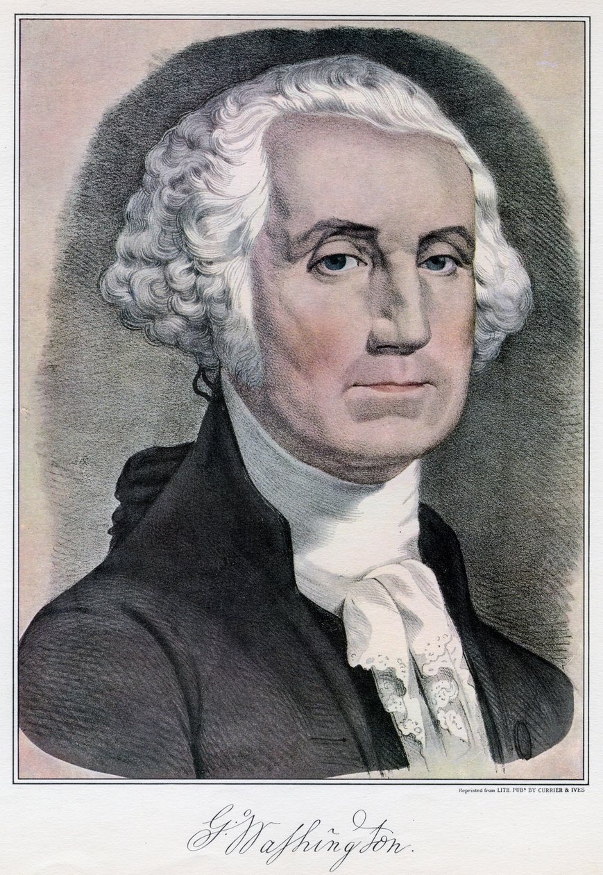 美国第一任总统乔治·华盛顿（George Washington），十九世纪。 作者 库里尔和艾夫斯