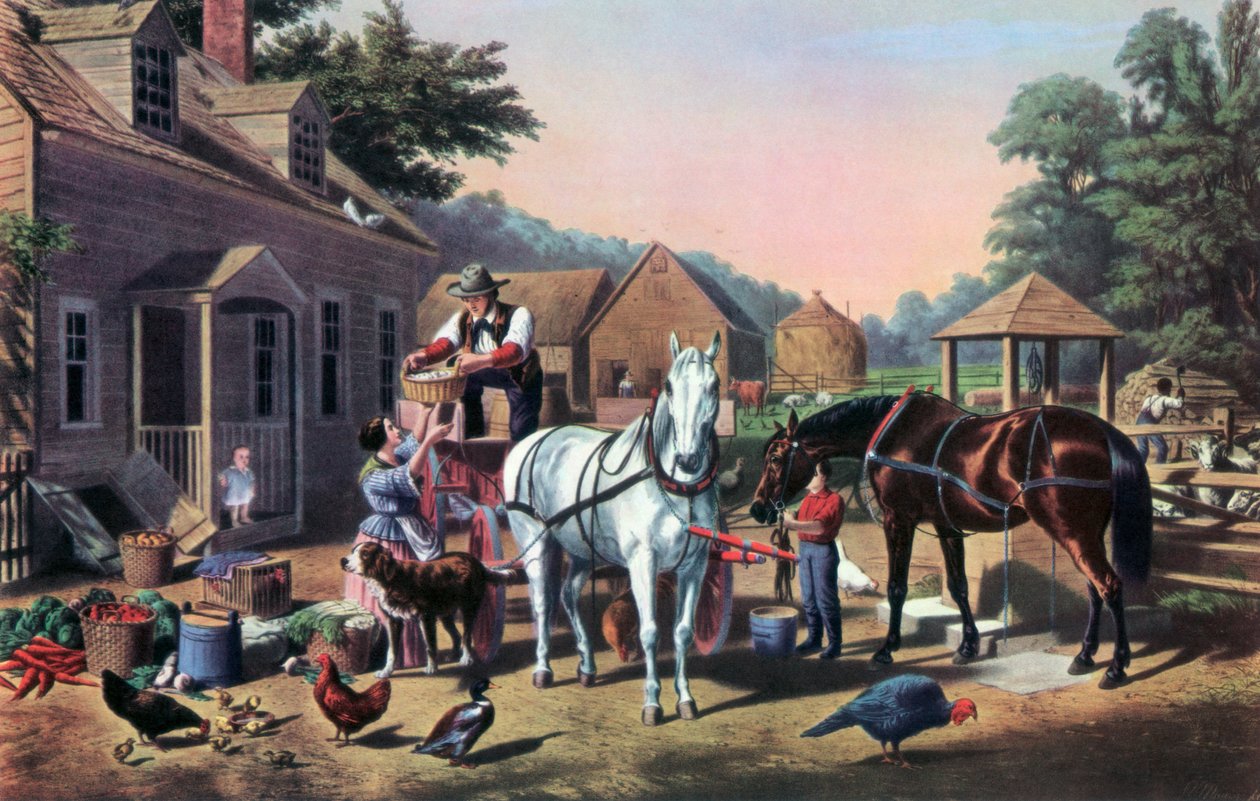 准备市场，1856年。 作者 库里尔和艾夫斯