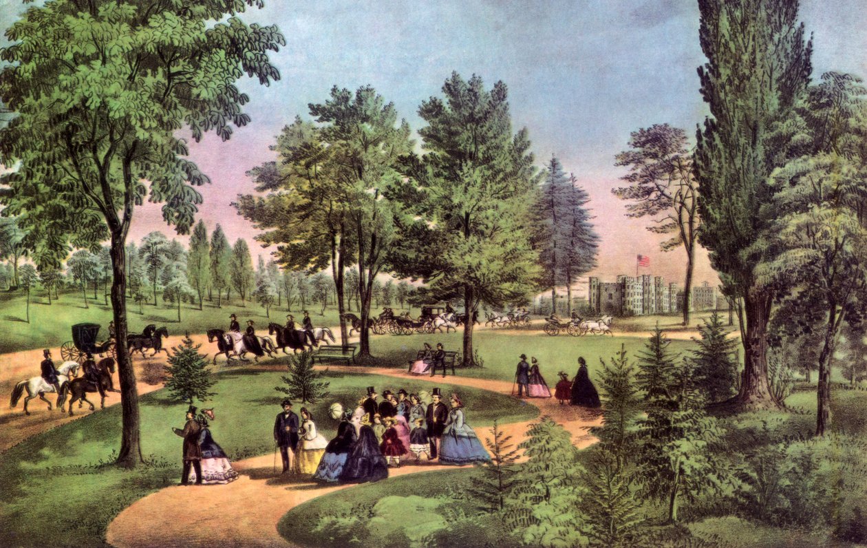 中央公园大道（Drive），1862年。 作者 库里尔和艾夫斯