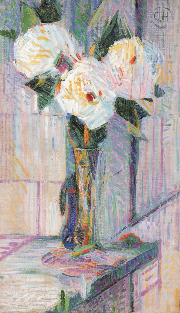 在玻璃花瓶的白色牡丹 作者 库特·赫尔曼