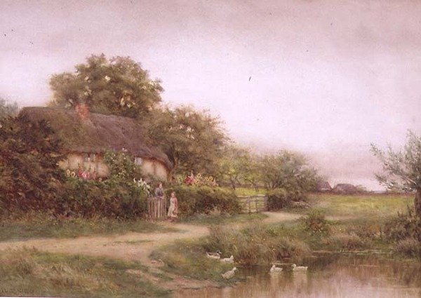 鸭子池塘》（纸上水彩画） 作者 库尔蒂乌斯·杜阿苏（Curtius Duassut）