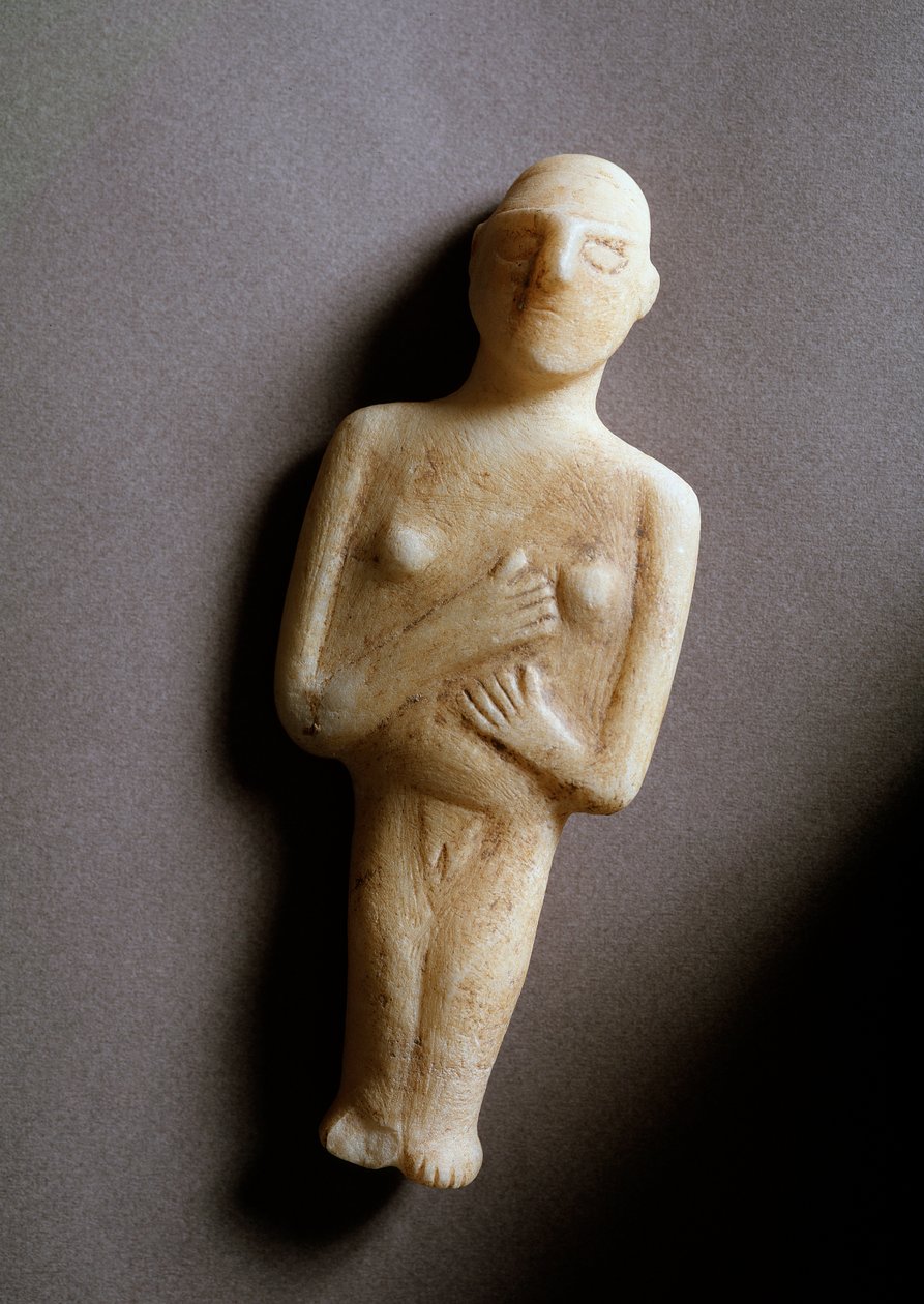 女神像，示意图，白色大理石，公元前3200-2000年 作者 基克拉迪基克拉迪基