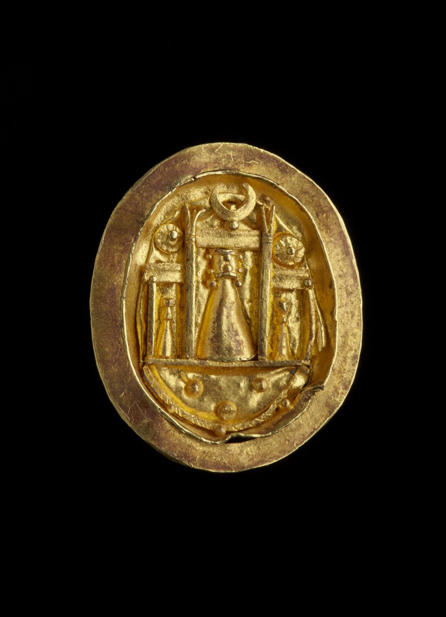 在帕福斯，罗马时期（塞浦路斯）c.50 BC-330 AD（黄金）设置显示阿芙罗狄蒂神社的金戒指 作者 塞族人