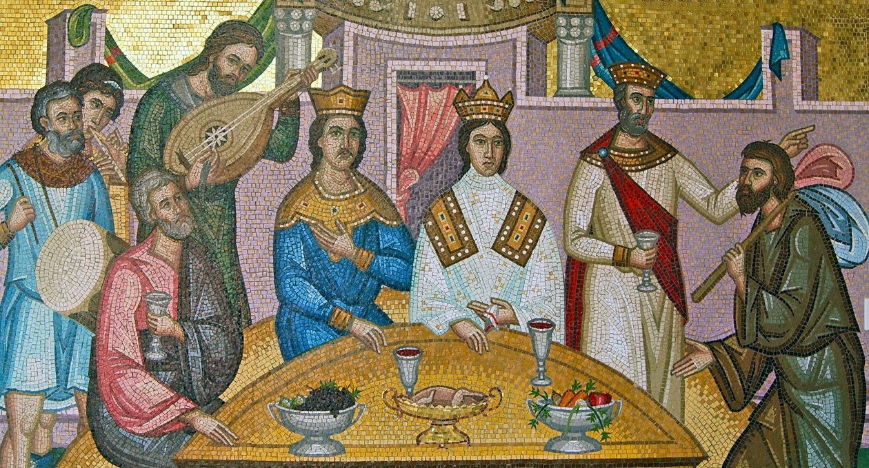 Alexios I Komnenos和Irene Doukaina，Kykkos修道院，特罗多斯山脉，塞浦路斯（马赛克）的皇家婚礼 作者 塞族人