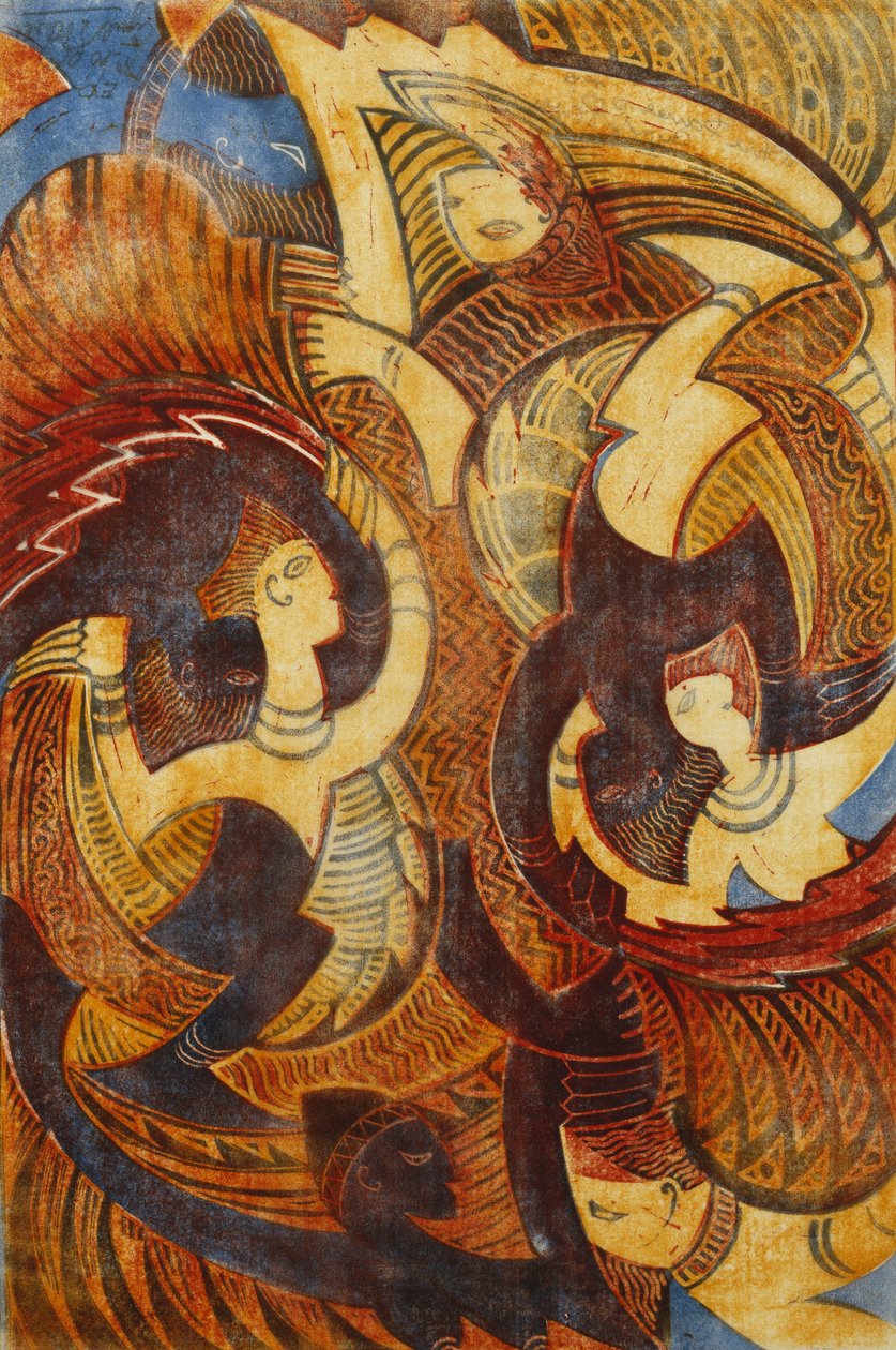 火之舞》，约 1931 年（薄日本纸彩色线刻版画） 作者 西里尔·爱德华·鲍尔
