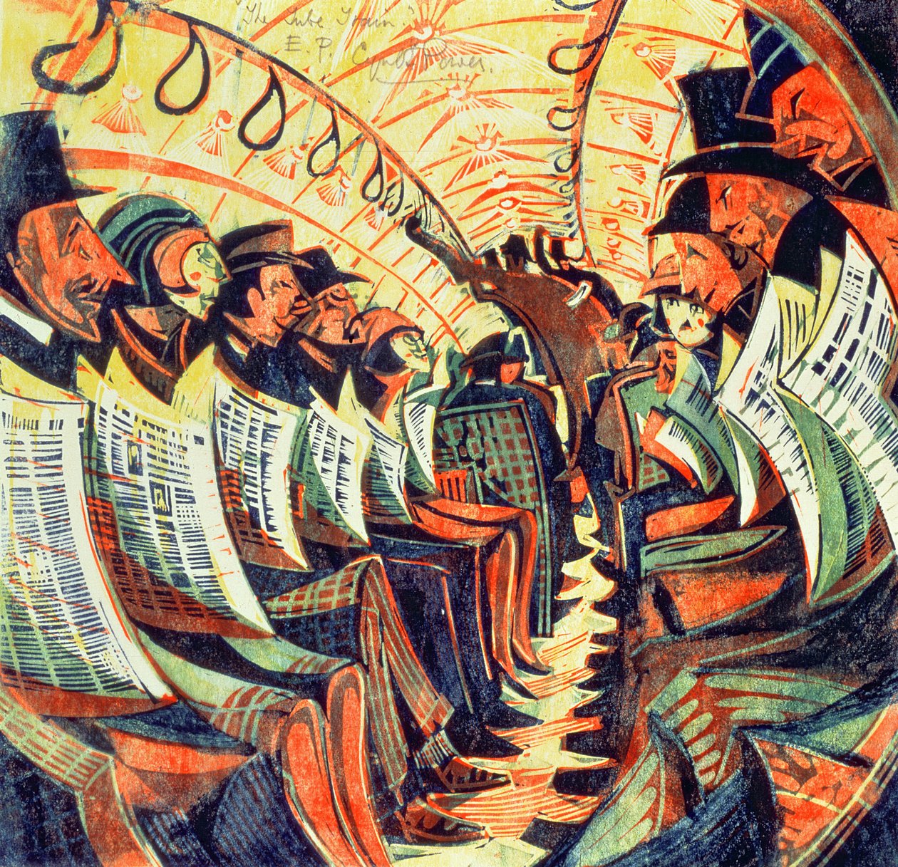 地铁列车》，约 1934 年（油印版画） 作者 西里尔·爱德华·鲍尔
