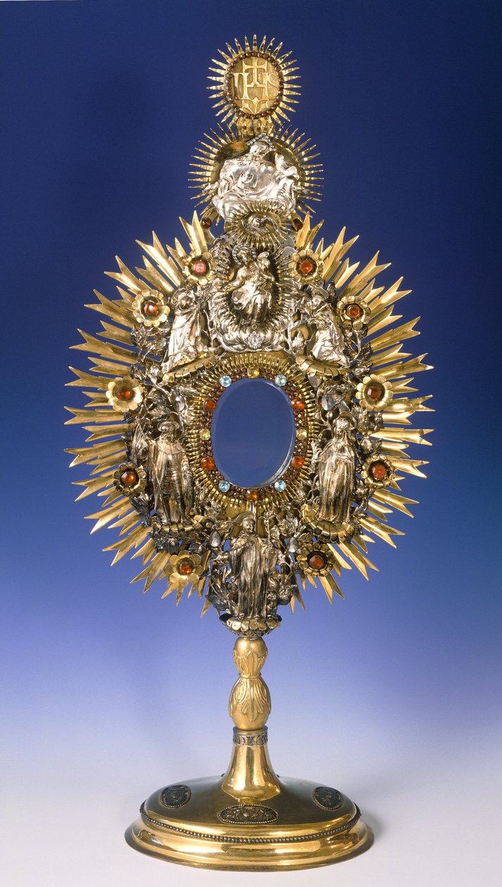 巴洛克式的monstrance（银镶嵌珠宝和烫金） 作者 捷克学派