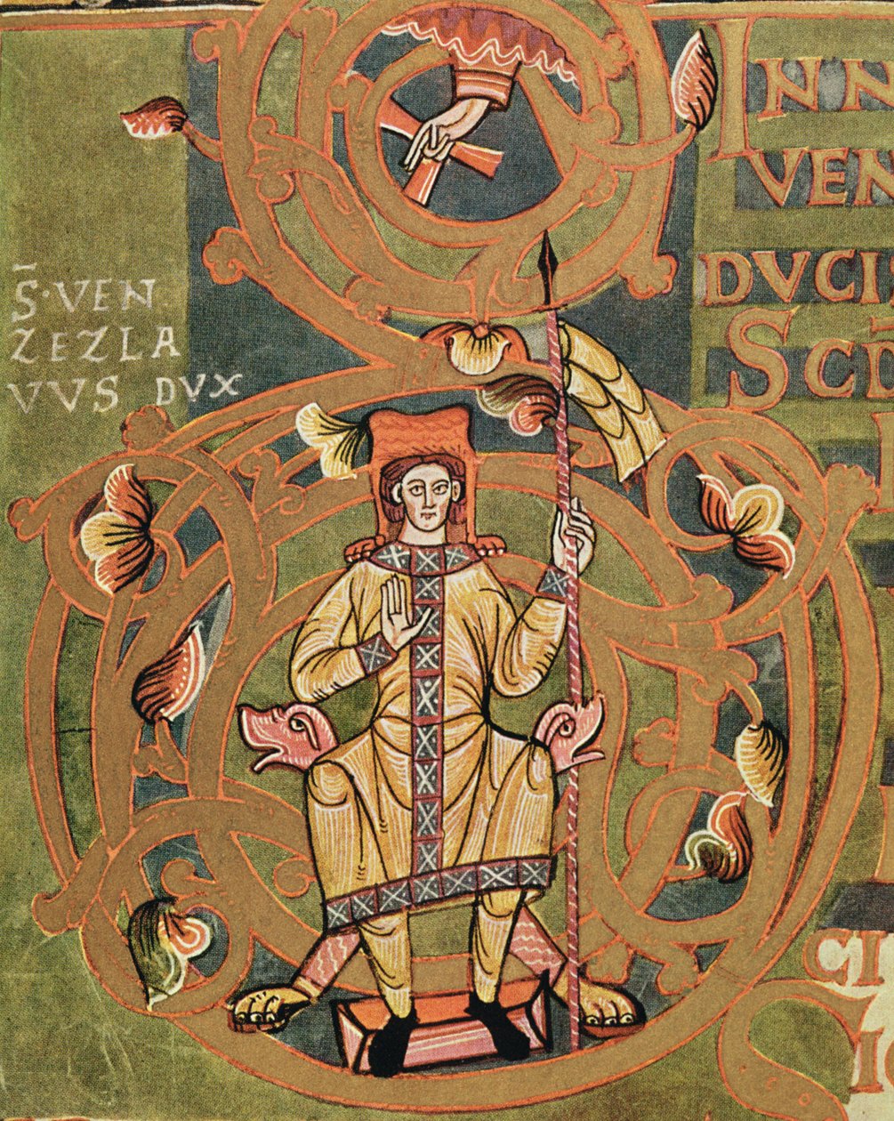 XIV女士来自Vysehrad Codex的13-1 St. Wenceslaus（907-929），c.1085 作者 捷克学派