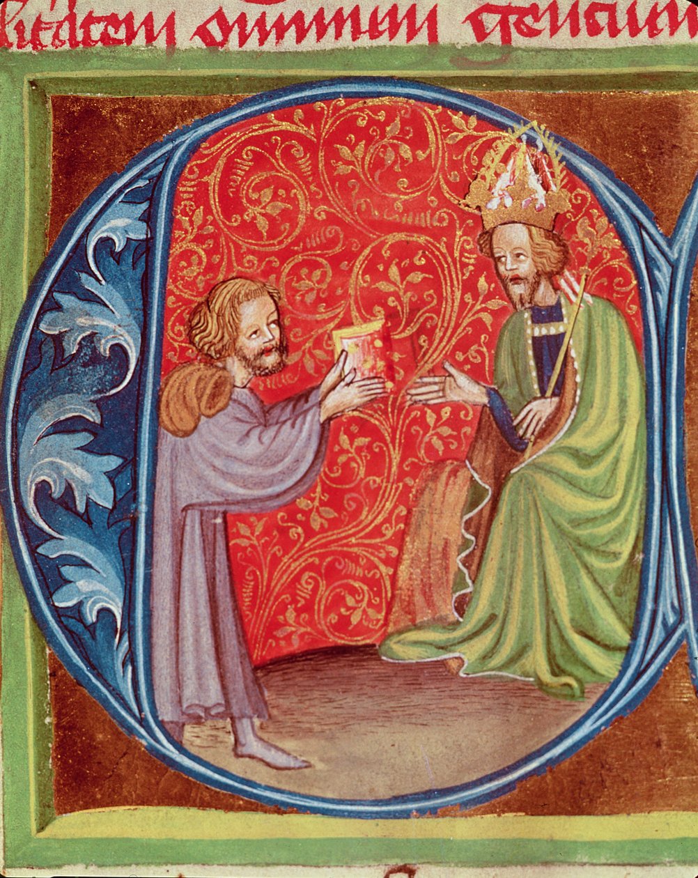 作者向Piehe de Crescenzi的Opus Ruralium Commodorum（1230-1321）提供他的书给波希米亚的查理四世（1316-78）。 作者 捷克学派