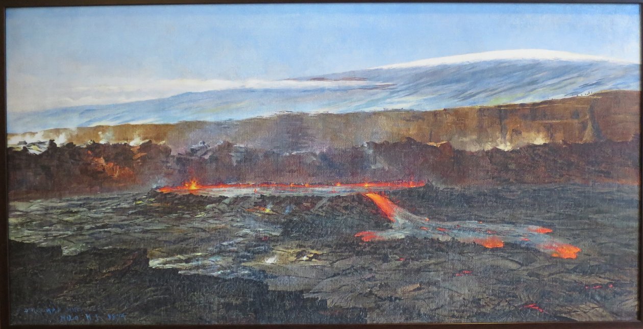 火山爆发，基拉韦厄火山口的Halemaumau火山口 作者 D.霍华德·希区柯克