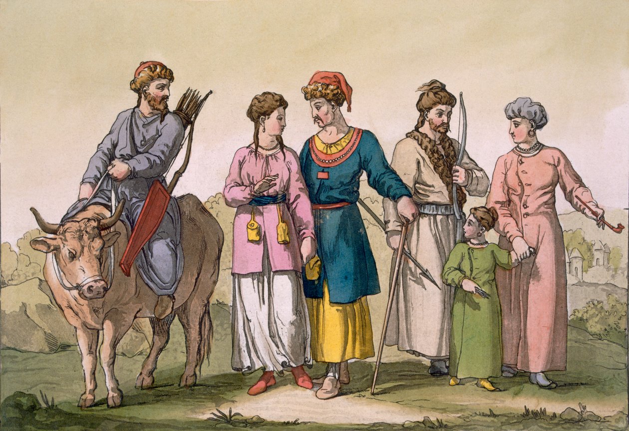 来自克里米亚的Taguri鞑靼人，来自Giulio Ferrario的&39;Costume dei ......&39;，1820s-30s 作者 DK博纳蒂
