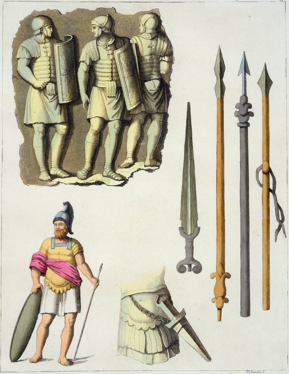 来自Jules Ferrario的“Le Costume Ancien et Moderne”的罗马军团的制服和武器，出版于1820年代至30年代 作者 DK博纳蒂