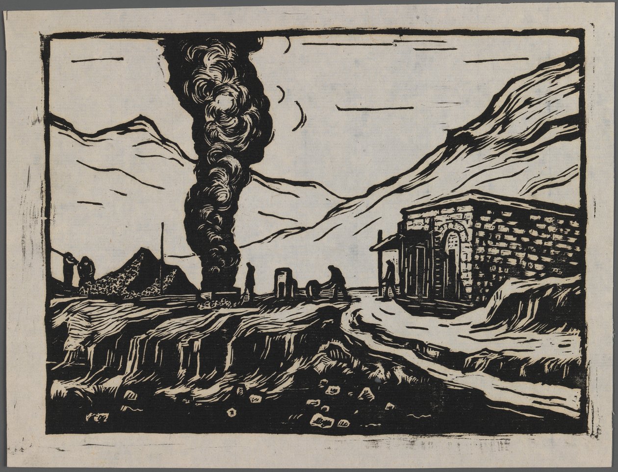 炼钢厂，c.1945（木刻） 作者 大妈
