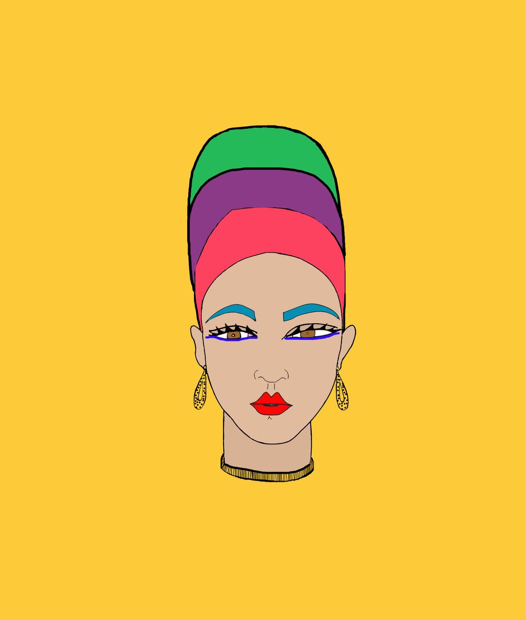 戴头巾的女孩（钢笔和 Photoshop） 作者 黛西·德维伦纽夫