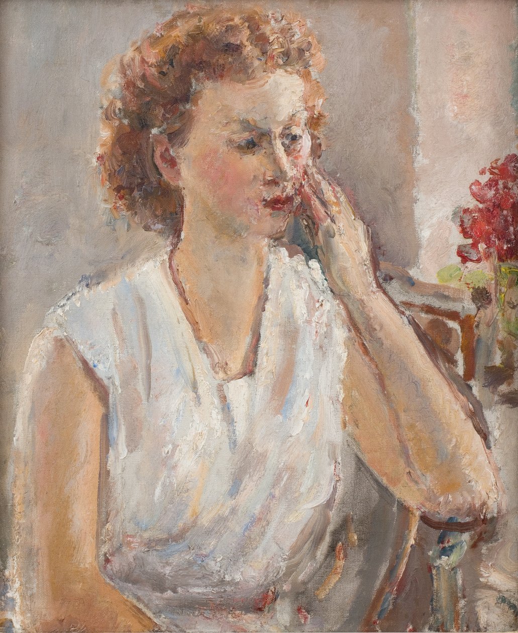 红发女孩，罗宾汉湾，约 1944-45 年（布面油画） 作者 埃塞尔·沃克夫人
