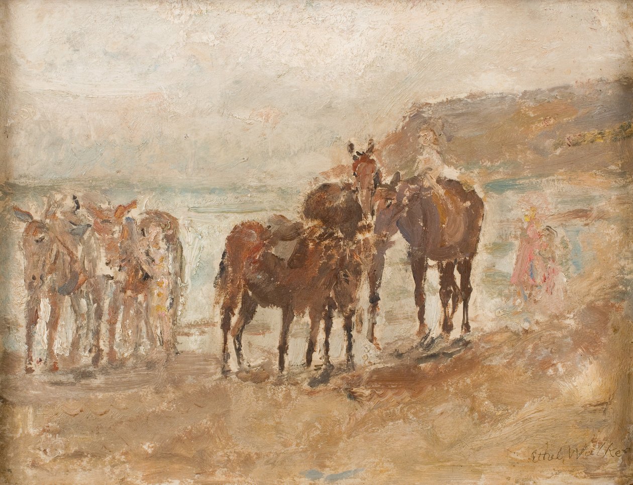 罗宾汉湾与驴子，约 1935 年（木板油画） 作者 埃塞尔·沃克夫人