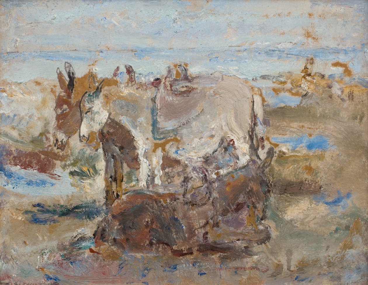有驴子的罗宾汉湾，约 1935 年（木板油画，木板背面有铅笔画） 作者 埃塞尔·沃克夫人
