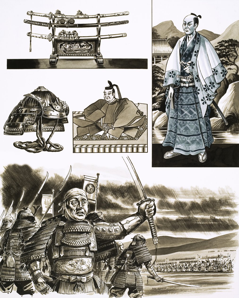 武士的职业是抢劫和暴力（纸上水粉画） 作者 丹·埃斯科特