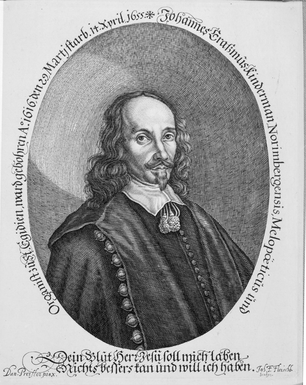 Johannes Erasmus Kindermann，由Johann Friedrich Fleischberger雕刻 作者 丹尼尔·普瑞斯勒