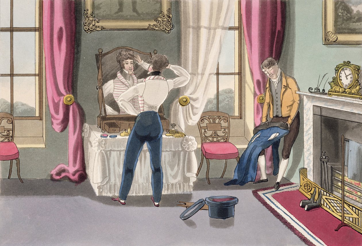 疏忽，来自“时尚男人的必要资格”的第1版，出版于1823年（手工彩色aquatint） 作者 丹尼尔·托马斯·埃格顿