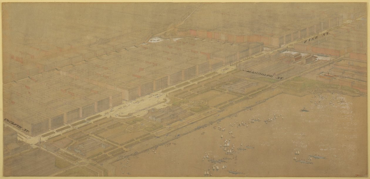 板块114来自《芝加哥规划》，1909年：芝加哥。拟议的密歇根大道和公园路... 作者 丹尼尔伯纳姆