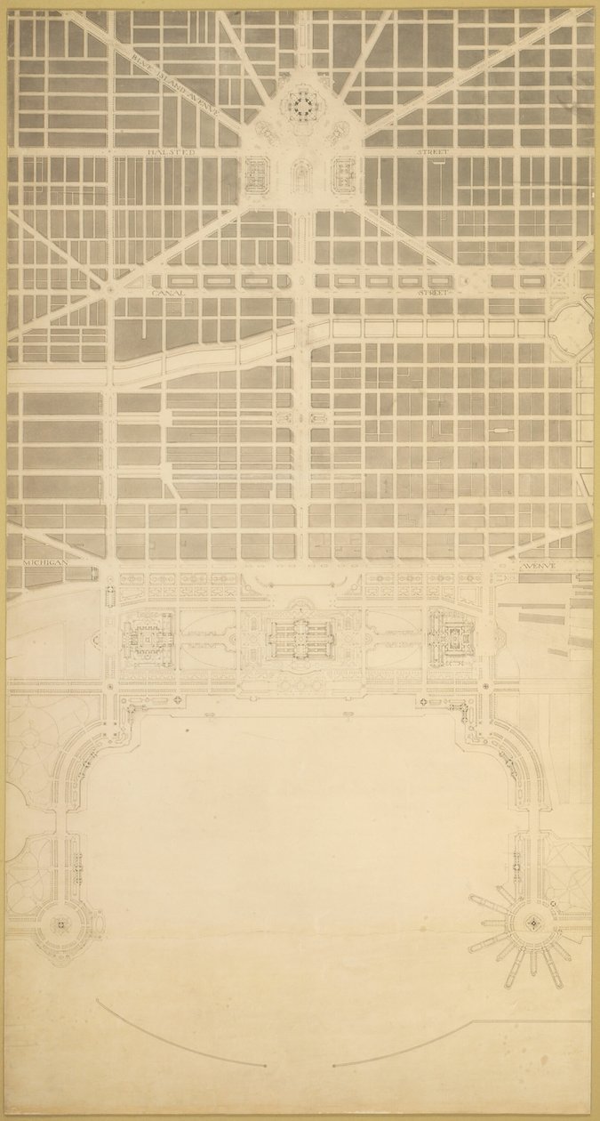 板块129来自《芝加哥规划》，1909年：芝加哥。该市的商业中心，位于芝加哥市内。 作者 丹尼尔伯纳姆
