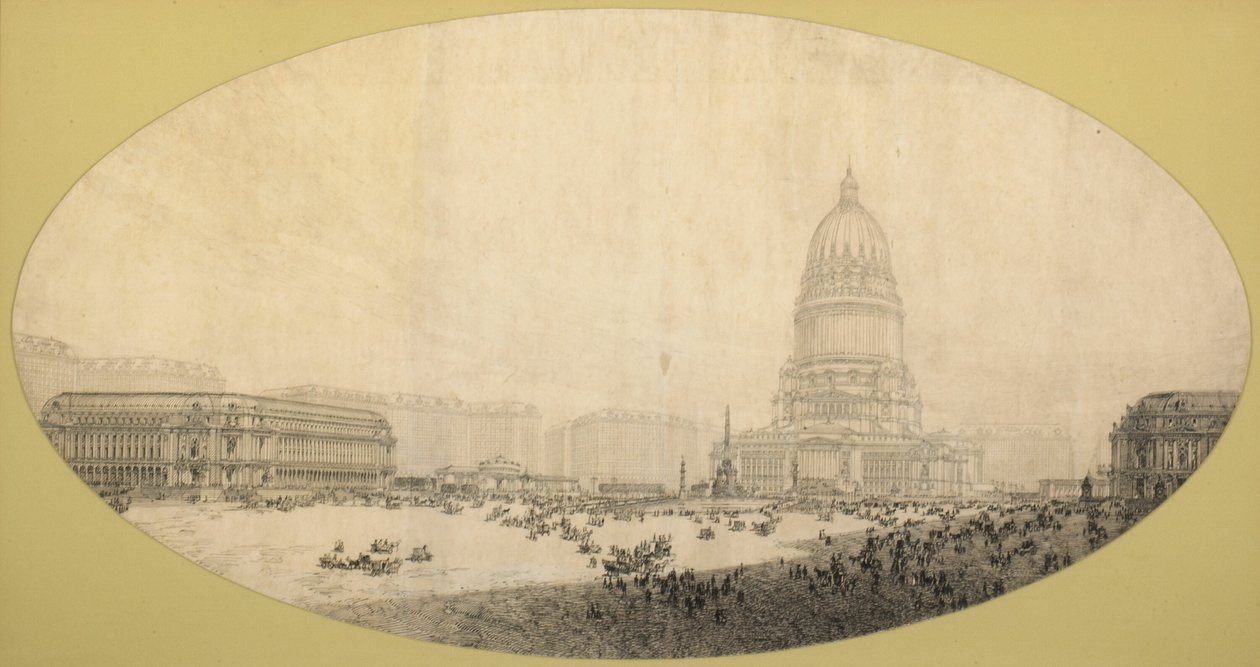 拟议的公民中心广场，芝加哥计划，1909年。 作者 丹尼尔伯纳姆